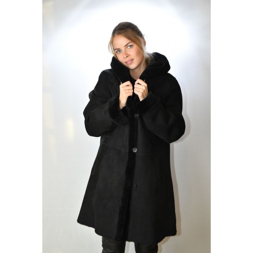 manteau laine femme noir