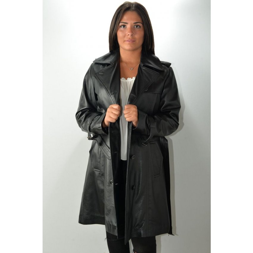 Manteau Trench Cuir Femme MURPHY TRENCH Noir - Murphy Cuir